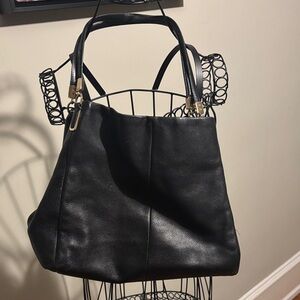 Coach Black Leather Shoulder Bag with Gold Hardware